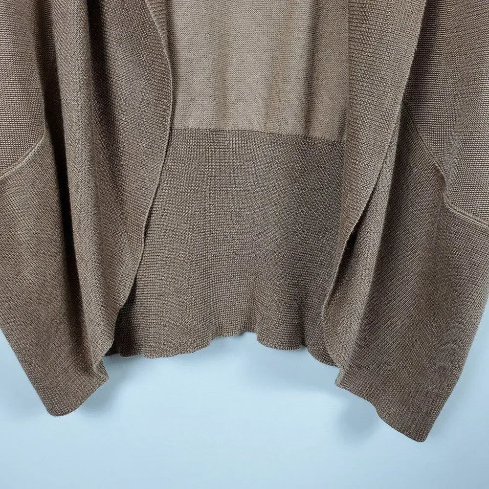 Ellen Tracy Cropped Open Front Cardigan Women Size L Tan Golden Brown